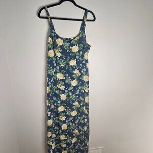 Navy Floral Sleeveless Midi Dress XL